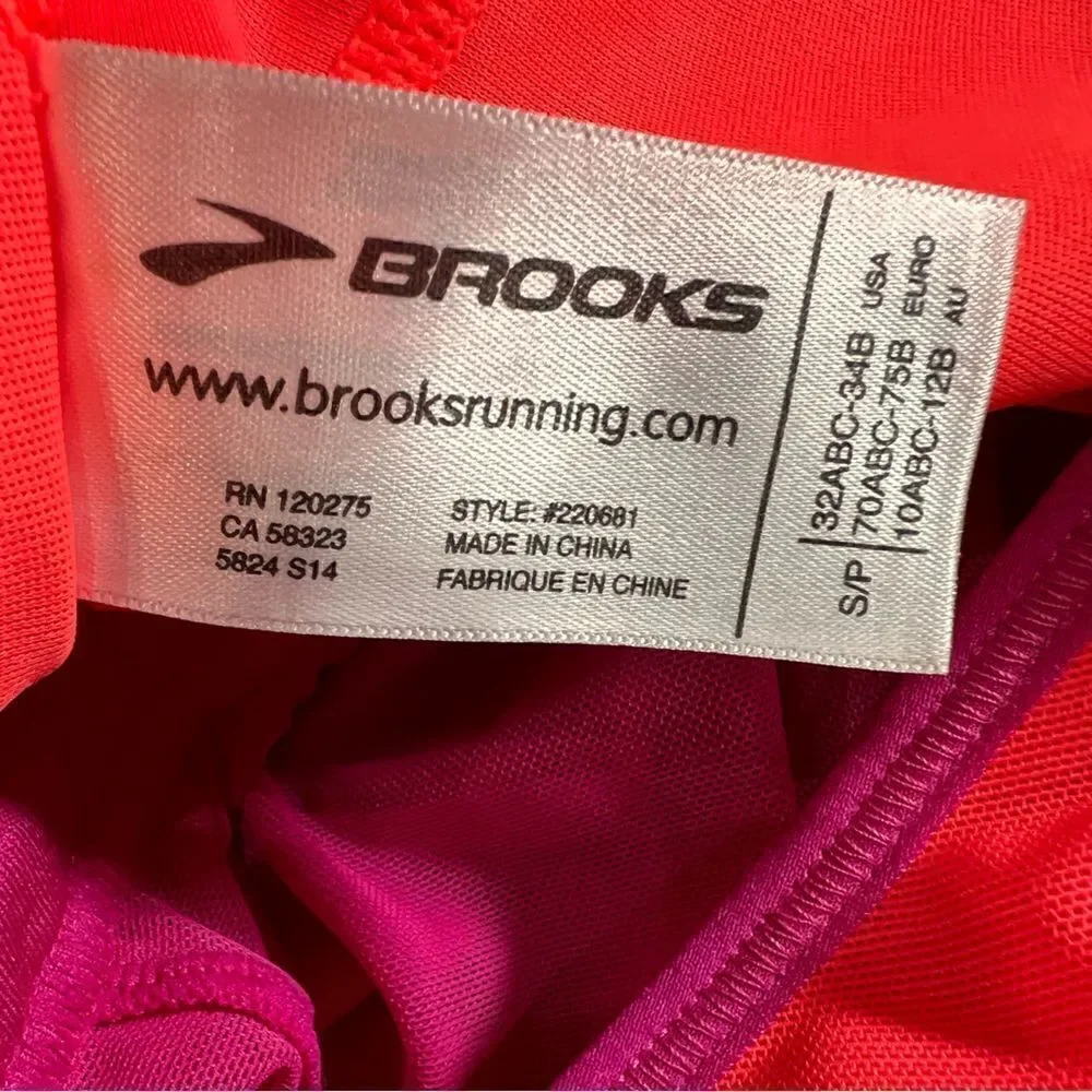 Brooks Running tank top sheer racer back orange fuchsia size small